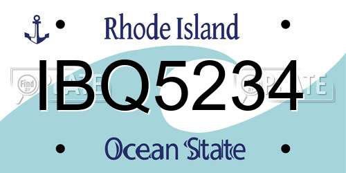 IBQ5234 Rhode Island License Plate
