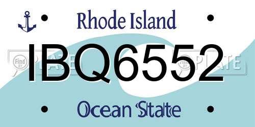 IBQ6552 Rhode Island License Plate