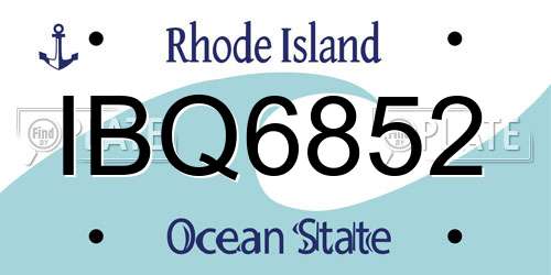 IBQ6852 Rhode Island License Plate