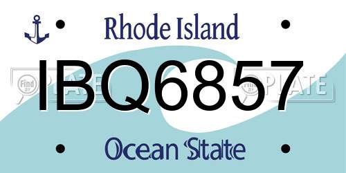 IBQ6857 Rhode Island License Plate