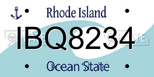 IBQ8234 Rhode Island License Plate