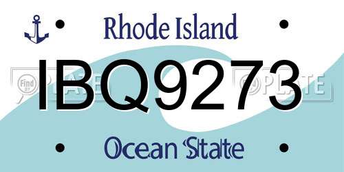 IBQ9273 Rhode Island License Plate
