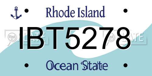 IBT5278 Rhode Island License Plate