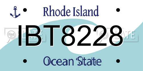 IBT8228 Rhode Island License Plate