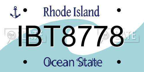 IBT8778 Rhode Island License Plate