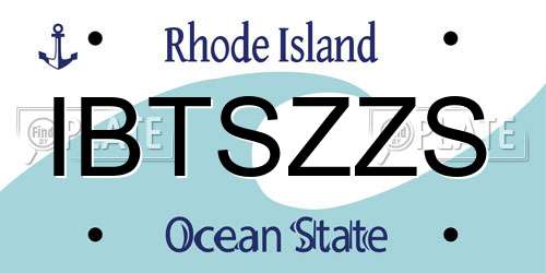 IBTSZZS Rhode Island License Plate