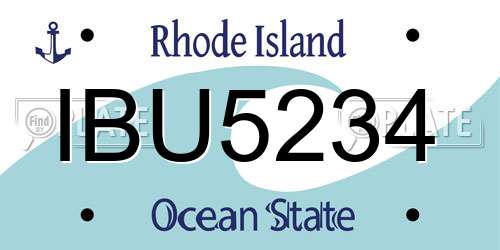 IBU5234 Rhode Island License Plate