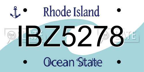 IBZ5278 Rhode Island License Plate