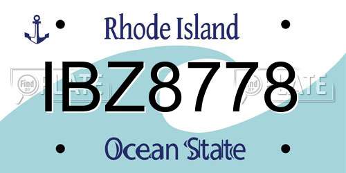 IBZ8778 Rhode Island License Plate