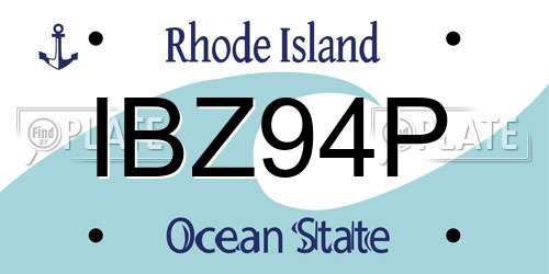 IBZ94P Rhode Island License Plate
