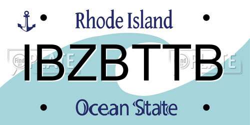 IBZBTTB Rhode Island License Plate