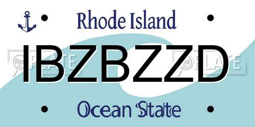 IBZBZZD Rhode Island License Plate