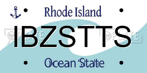 IBZSTTS Rhode Island License Plate