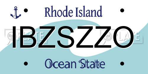 IBZSZZO Rhode Island License Plate