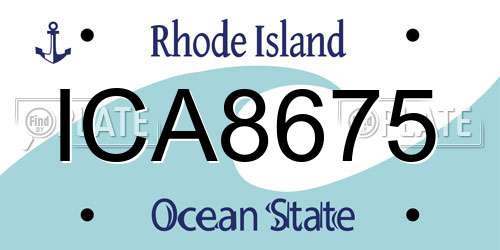ICA8675 Rhode Island License Plate
