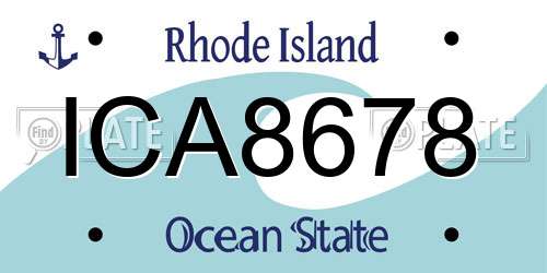 ICA8678 Rhode Island License Plate