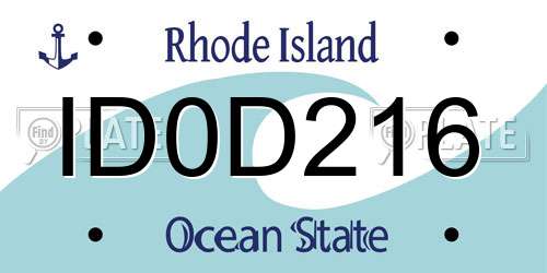 ID0D216 Rhode Island License Plate