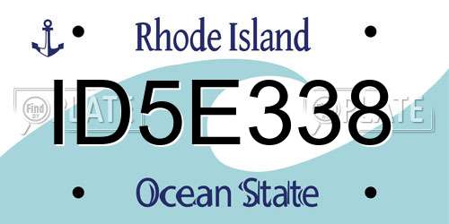 ID5E338 Rhode Island License Plate