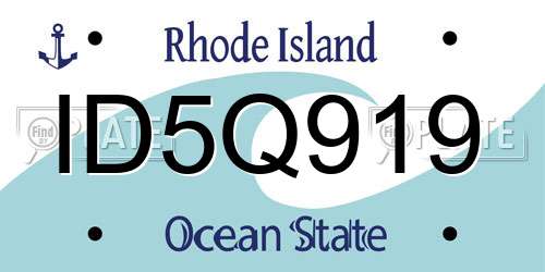 ID5Q919 Rhode Island License Plate