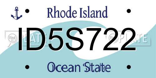 ID5S722 Rhode Island License Plate
