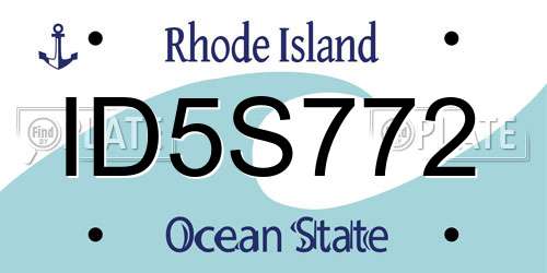 ID5S772 Rhode Island License Plate