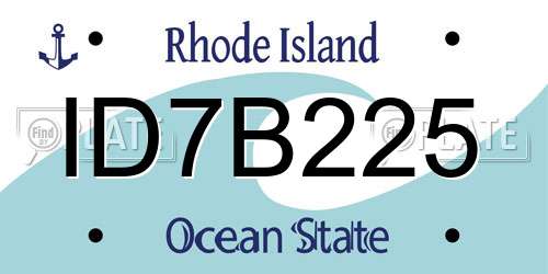 ID7B225 Rhode Island License Plate