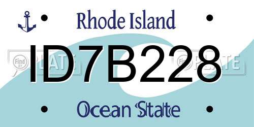 ID7B228 Rhode Island License Plate