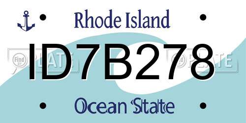 ID7B278 Rhode Island License Plate