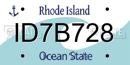 ID7B728 Rhode Island License Plate