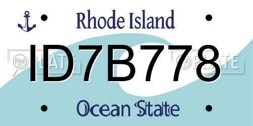 ID7B778 Rhode Island License Plate