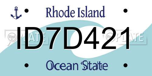 ID7D421 Rhode Island License Plate