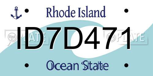ID7D471 Rhode Island License Plate