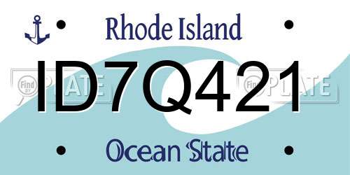 ID7Q421 Rhode Island License Plate