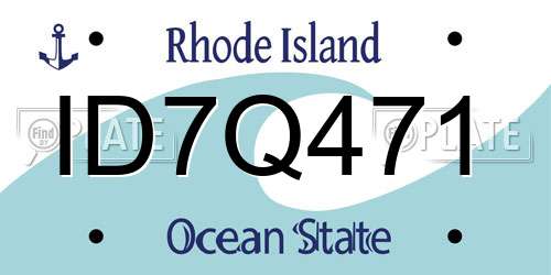 ID7Q471 Rhode Island License Plate
