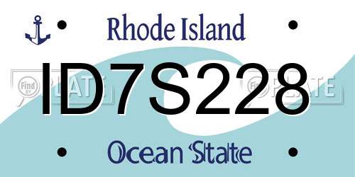 ID7S228 Rhode Island License Plate