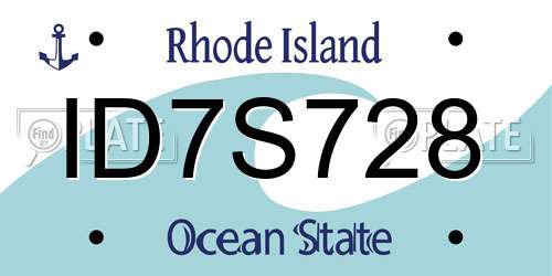 ID7S728 Rhode Island License Plate
