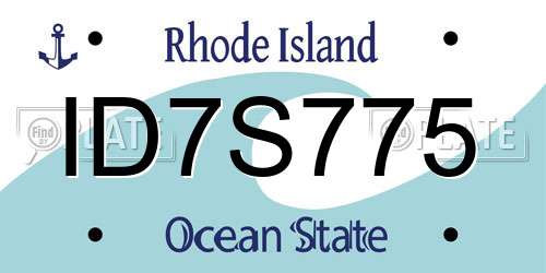 ID7S775 Rhode Island License Plate