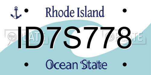 ID7S778 Rhode Island License Plate