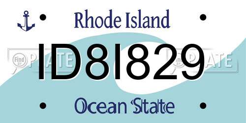 ID8I829 Rhode Island License Plate