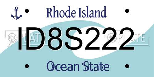 ID8S222 Rhode Island License Plate