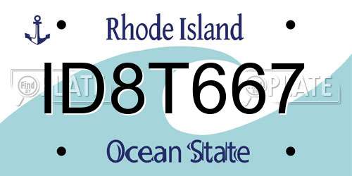 ID8T667 Rhode Island License Plate