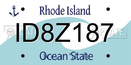 ID8Z187 Rhode Island License Plate