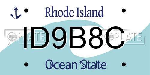 ID9B8C Rhode Island License Plate