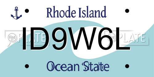 ID9W6L Rhode Island License Plate