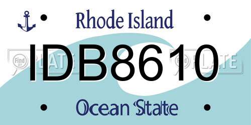 IDB8610 Rhode Island License Plate