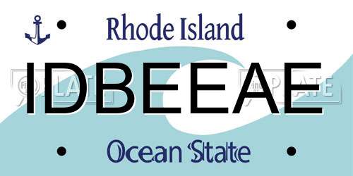 IDBEEAE Rhode Island License Plate