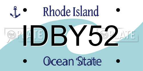 IDBY52 Rhode Island License Plate