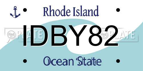 IDBY82 Rhode Island License Plate