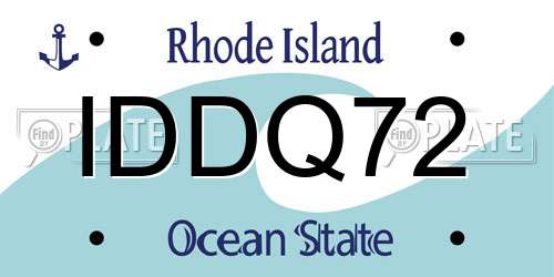 IDDQ72 Rhode Island License Plate