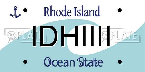 IDHIIII Rhode Island License Plate